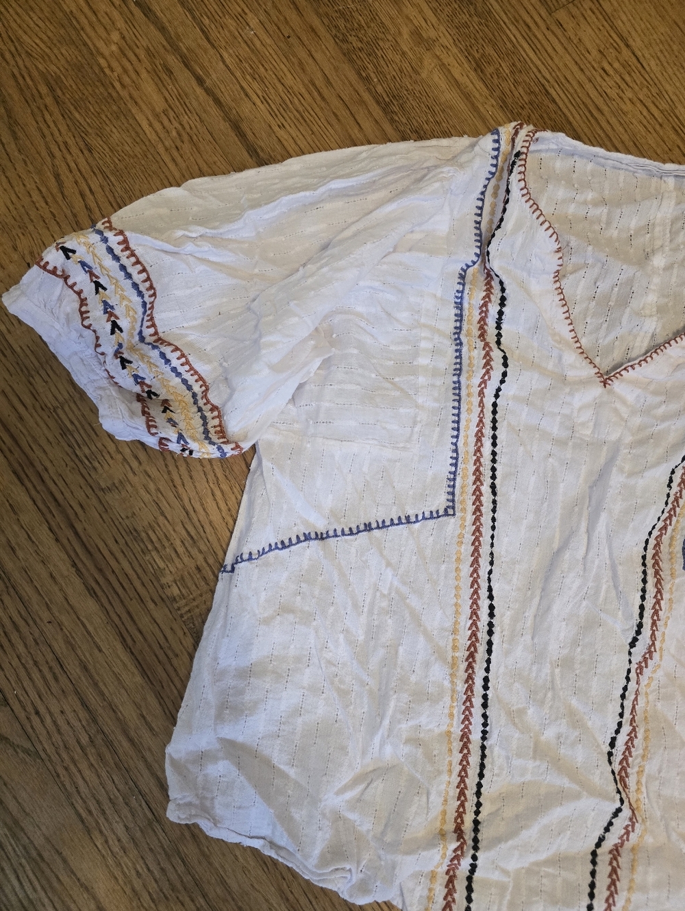 Hand Embroidery, 100% Cotton Short Sleeve White Shirt Cultural Celebration